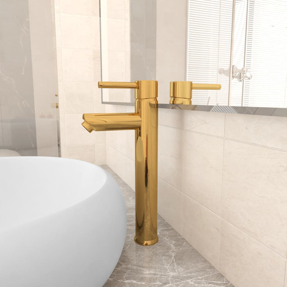 vidaXL Bathroom Faucet Golden 12x30 cm