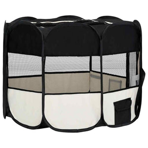 vidaXL Foldable Puppy Playpen with Carry Bag Black 90x90x58 cm