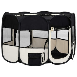 vidaXL Foldable Puppy Playpen with Carry Bag Black 125x125x61 cm