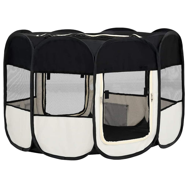 vidaXL Foldable Puppy Playpen with Carry Bag Black 125x125x61 cm