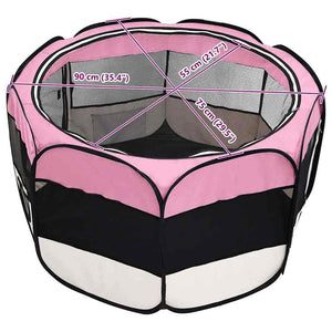 vidaXL Foldable Puppy Playpen with Carry Bag Pink 90x90x58 cm