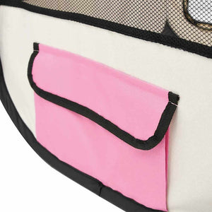 vidaXL Foldable Puppy Playpen with Carry Bag Pink 145x145x61 cm