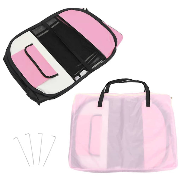 vidaXL Foldable Puppy Playpen with Carry Bag Pink 145x145x61 cm