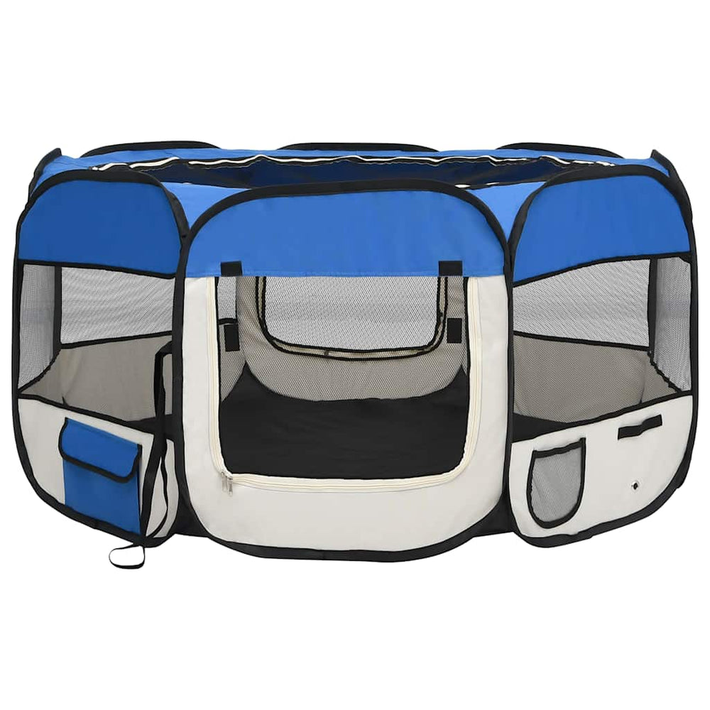 vidaXL Foldable Puppy Playpen with Carry Bag Blue 125x125x61 cm