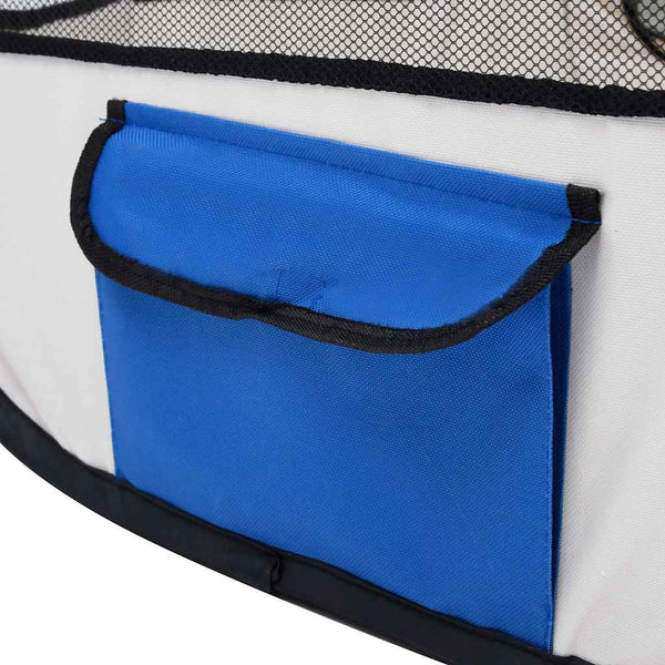 vidaXL Foldable Puppy Playpen with Carry Bag Blue 145x145x61 cm