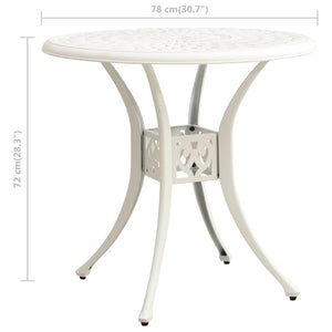 vidaXL Garden Table White 78x78x72 cm Cast Aluminum