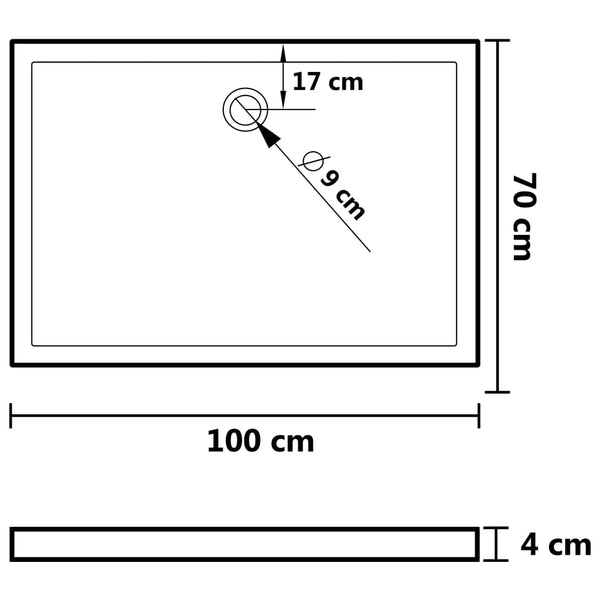 vidaXL Anti-Slip Shower Tray White 70x100x4 cm ABS