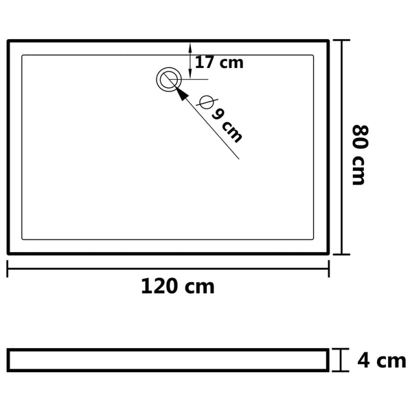 vidaXL Shower Tray Anti-Slip White 80x120x4 cm ABS