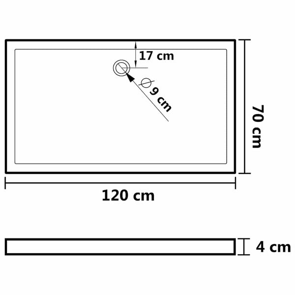 vidaXL ABS Rectangular Shower Tray White 70x120 cm