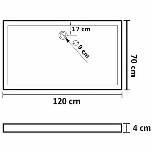 Duschtasse ABS Rechteckig Schwarz 70x120 cm