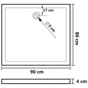 Duschtasse ABS Rechteckig Schwarz 80x90 cm