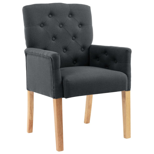 vidaXL Dining Chairs with Armrests 2 pcs Grey Fabric