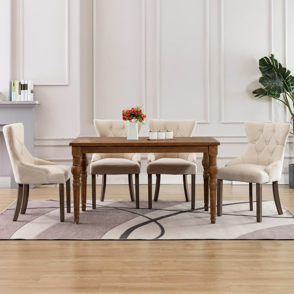 vidaXL Dining Chairs 4 pcs. Beige Fabric
