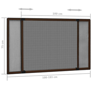 vidaXL Extendable Window Insect Screen Brown (100-193)x75 cm