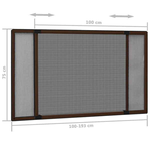 vidaXL Extendable Window Insect Screen Brown (100-193)x75 cm