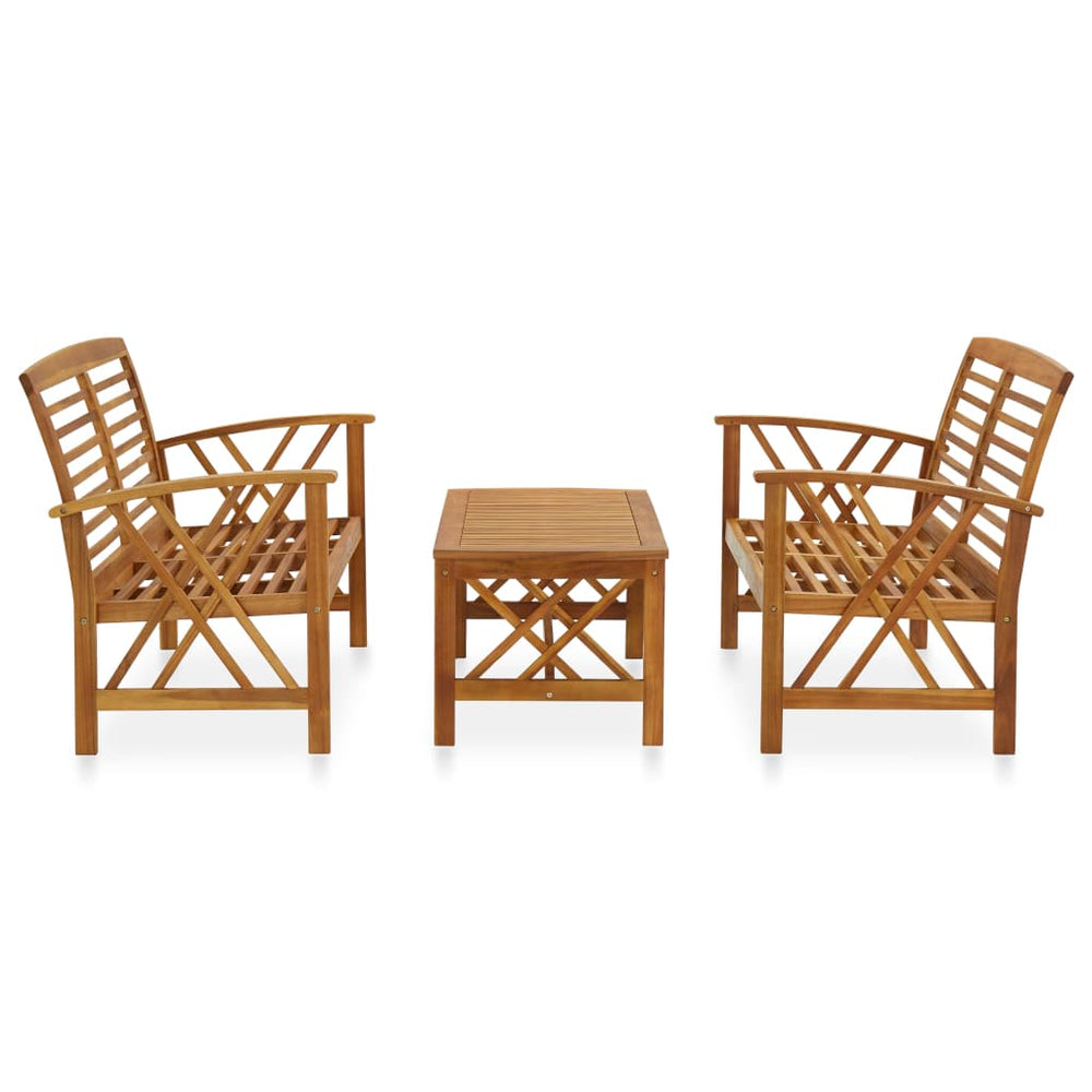 3-tlg. Garten-Lounge-Set Massivholz Akazie