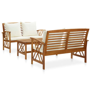 vidaXL 3-Piece Garden Lounge Set with Cushions Solid Acacia Wood