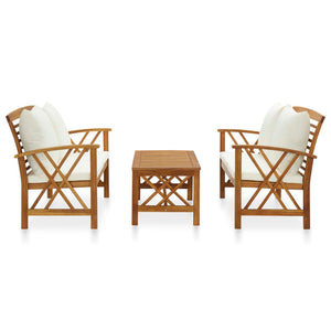 vidaXL 3-Piece Garden Lounge Set with Cushions Solid Acacia Wood