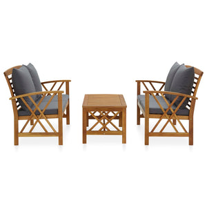 vidaXL 3-Piece Garden Lounge Set with Cushions Solid Acacia Wood