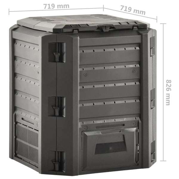 vidaXL Garden Composter Black 380 L