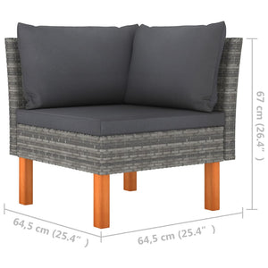 vidaXL 3-Piece Garden Lounge Set Poly Rattan and Solid Eucalyptus Wood