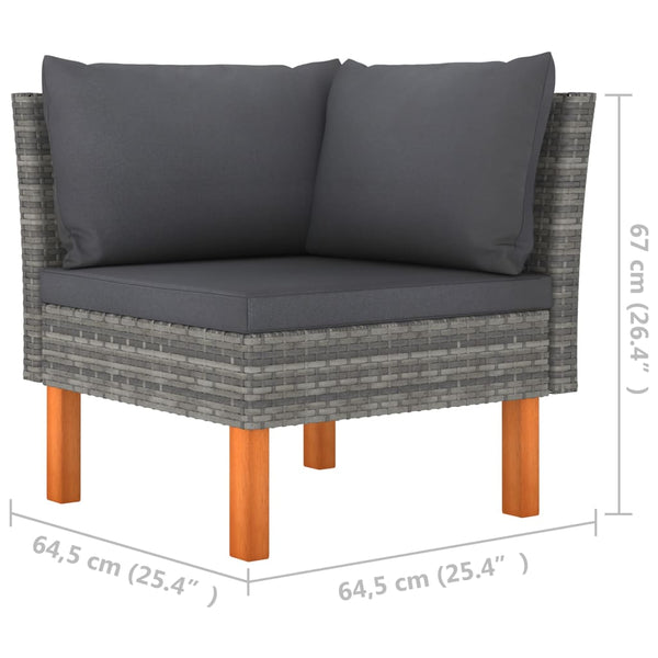 vidaXL 3-Piece Garden Lounge Set Poly Rattan and Solid Eucalyptus Wood