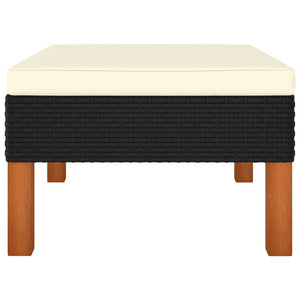 vidaXL Footrest Poly Rattan and Solid Eucalyptus Wood