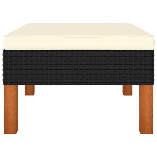 vidaXL Footrest Poly Rattan and Solid Eucalyptus Wood
