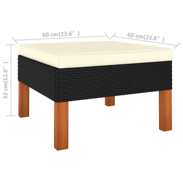 vidaXL Footrest Poly Rattan and Solid Eucalyptus Wood