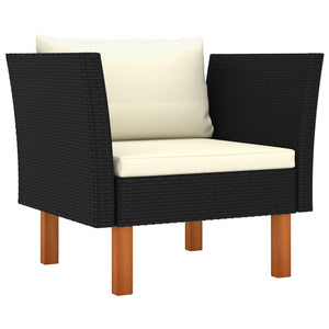 vidaXL Garden Sofa Poly Rattan and Solid Eucalyptus Wood