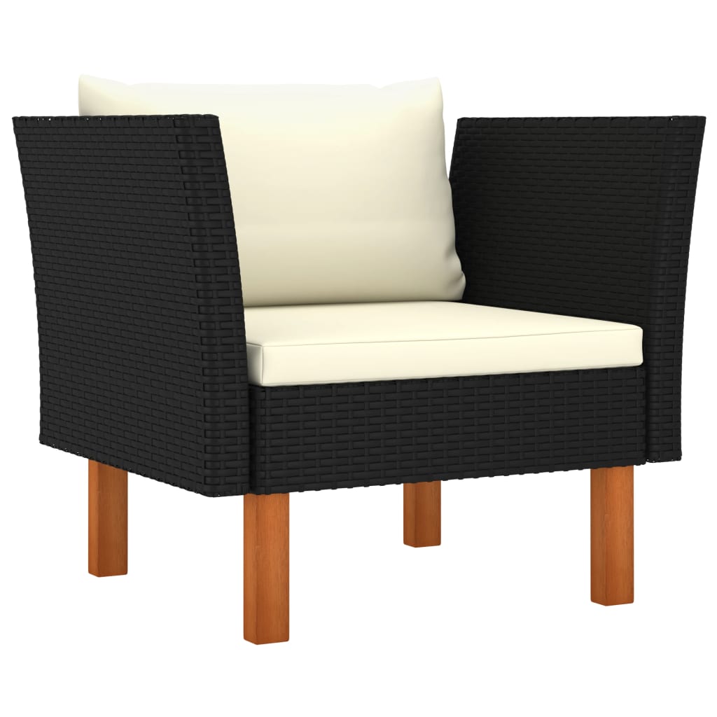vidaXL Garden Sofa Poly Rattan and Solid Eucalyptus Wood