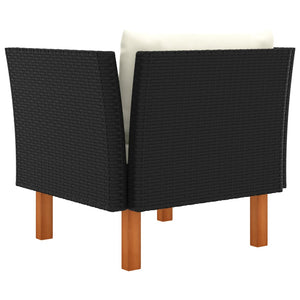 vidaXL Garden Sofa Poly Rattan and Solid Eucalyptus Wood