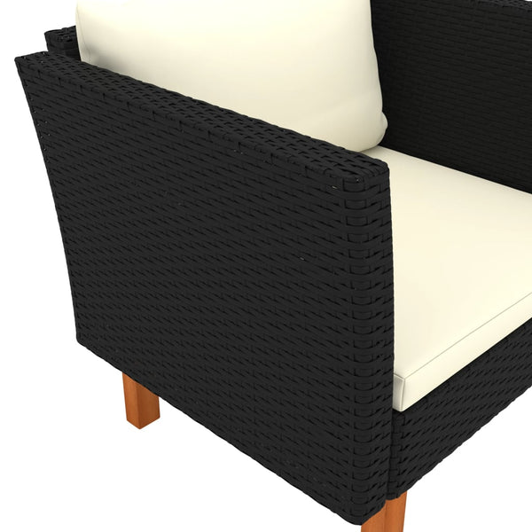 vidaXL Garden Sofa Poly Rattan and Solid Eucalyptus Wood