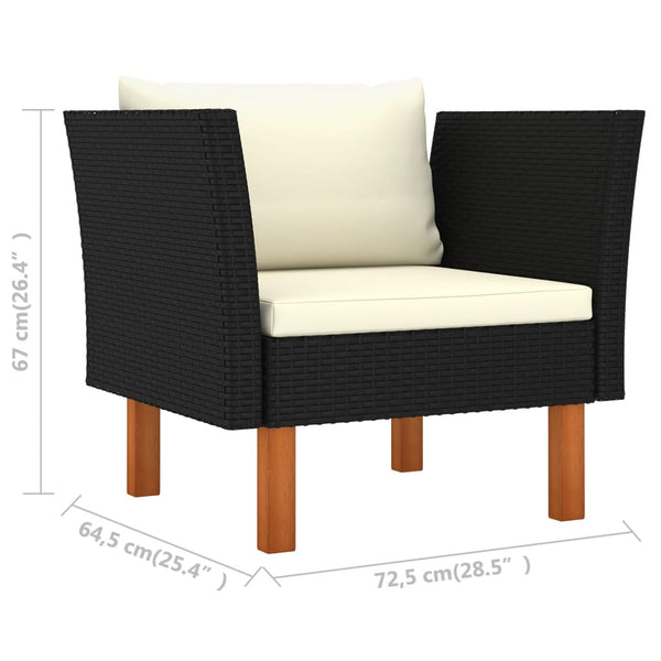 vidaXL Garden Sofa Poly Rattan and Solid Eucalyptus Wood