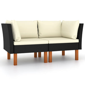 vidaXL Corner Sofas 2 pcs. Poly Rattan and Solid Eucalyptus Wood
