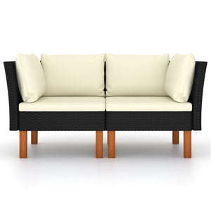 vidaXL Corner Sofas 2 pcs. Poly Rattan and Solid Eucalyptus Wood