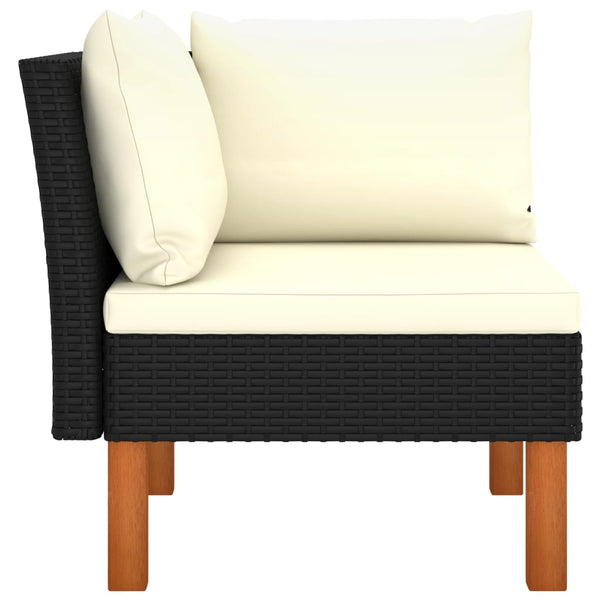 vidaXL Corner Sofas 2 pcs. Poly Rattan and Solid Eucalyptus Wood