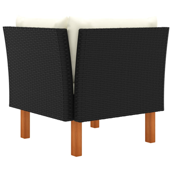 vidaXL Corner Sofas 2 pcs. Poly Rattan and Solid Eucalyptus Wood