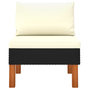 vidaXL Middle Sofa Sections 3 pcs Poly Rattan and Solid Eucalyptus Wood