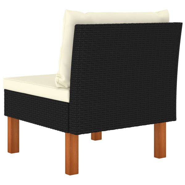 vidaXL Middle Sofa Sections 3 pcs Poly Rattan and Solid Eucalyptus Wood