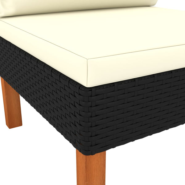 vidaXL Middle Sofa Sections 3 pcs Poly Rattan and Solid Eucalyptus Wood