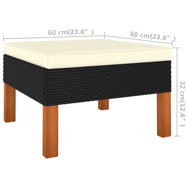 vidaXL 3-Piece Garden Lounge Set Poly Rattan and Solid Eucalyptus Wood