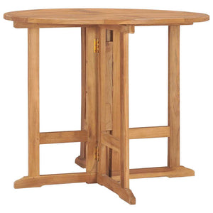 vidaXL Foldable Garden Dining Table Ø90x75 cm Solid Teak Wood