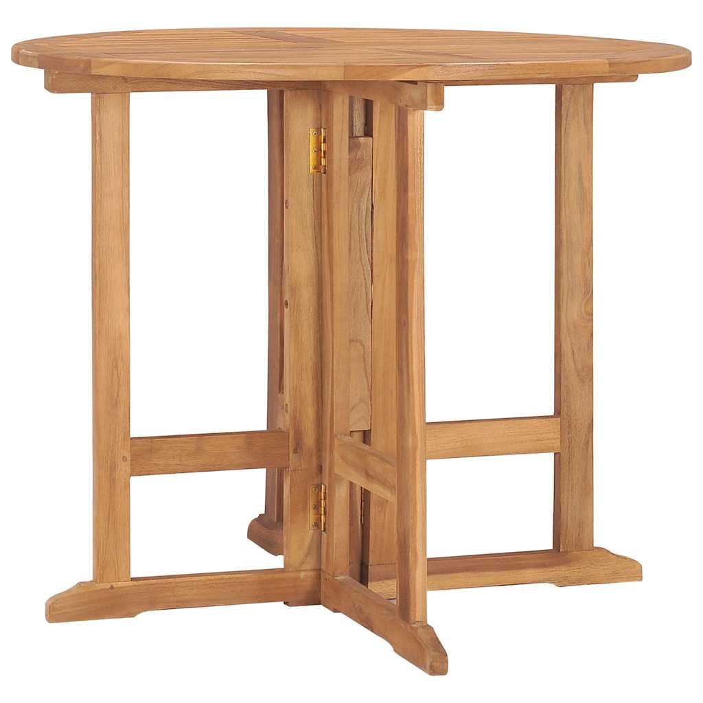 vidaXL Foldable Garden Dining Table Ø90x75 cm Solid Teak Wood