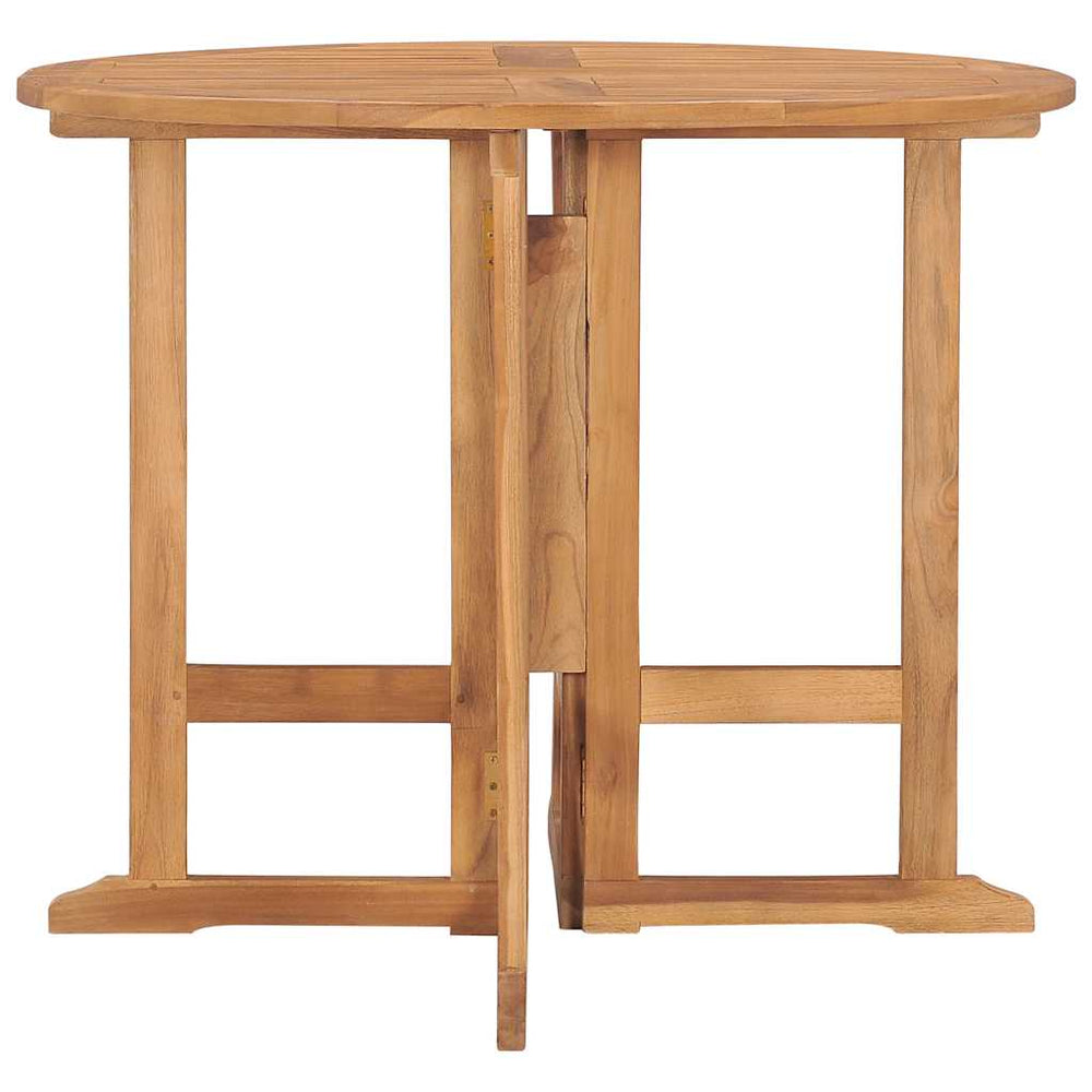 vidaXL Foldable Garden Dining Table Ø90x75 cm Solid Teak Wood