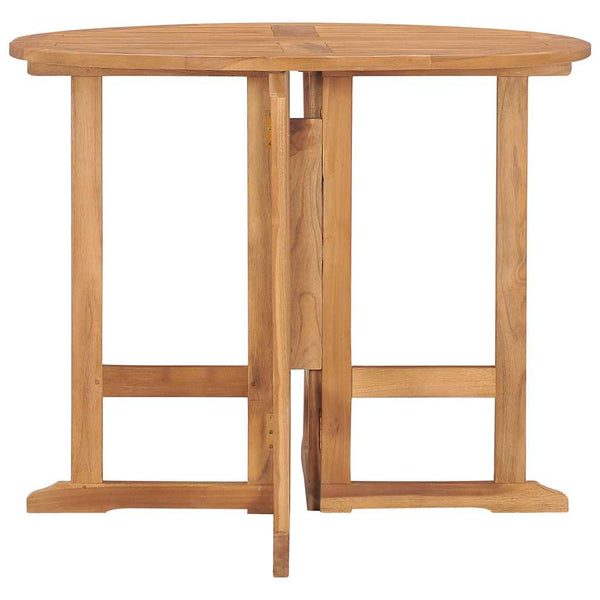 vidaXL Foldable Garden Dining Table Ø90x75 cm Solid Teak Wood