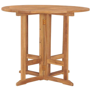 vidaXL Foldable Garden Dining Table Ø90x75 cm Solid Teak Wood
