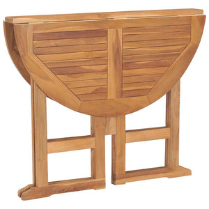 vidaXL Foldable Garden Dining Table Ø90x75 cm Solid Teak Wood