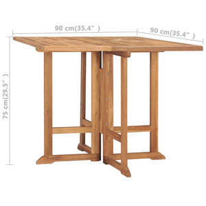vidaXL Foldable Garden Dining Table 90x90x75 cm Solid Teak Wood