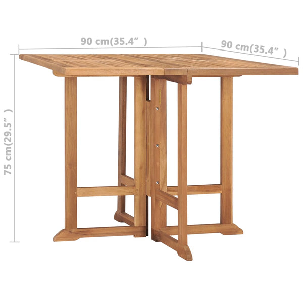 vidaXL Foldable Garden Dining Table 90x90x75 cm Solid Teak Wood
